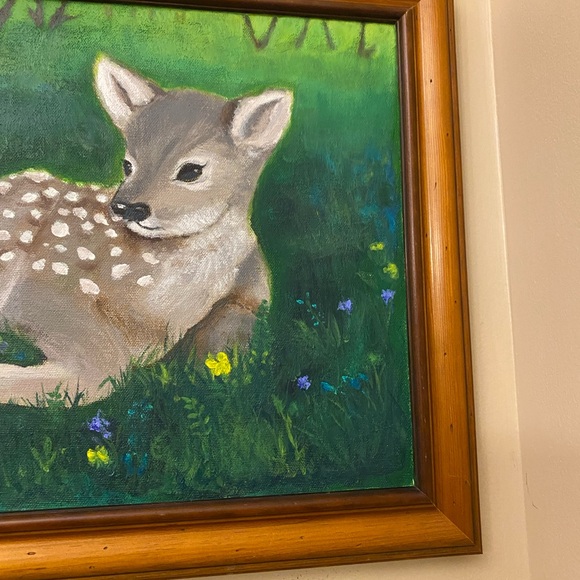 Original Fawn Painting with Solid Wooden Frame - Picture 3 of 5